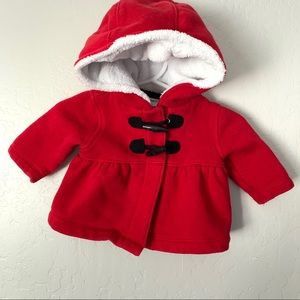 Carter's Red Hooded Coat Toggle Buttons